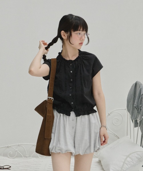 GIUNON フリルラインパフブラウス frill line puff blouse / フリルラインパフブラウス（シャツ