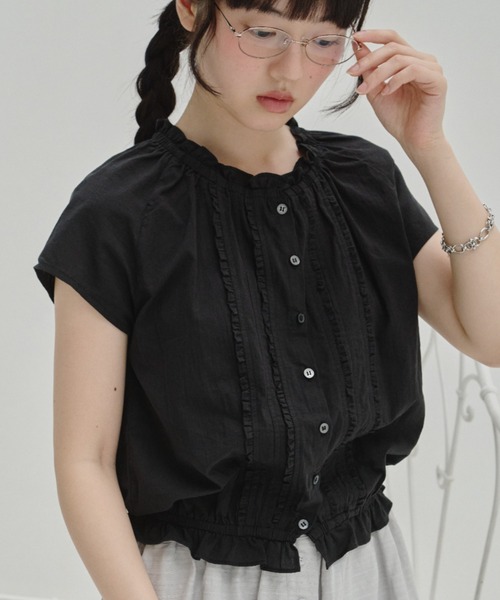 frill line puff blouse / フリルラインパフブラウス（シャツ