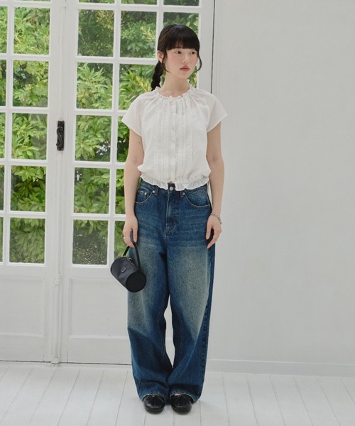 frill line puff blouse / フリルラインパフブラウス（シャツ
