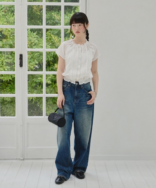 frill line puff blouse / フリルラインパフブラウス（シャツ