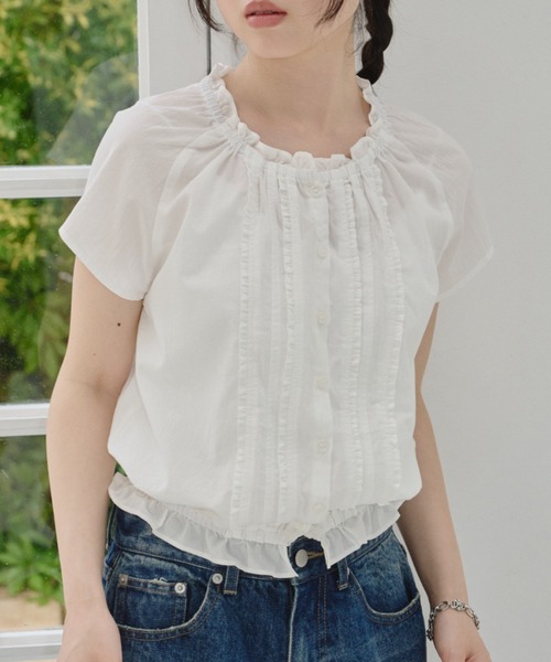 GIUNON フリルラインパフブラウス frill line puff blouse / フリルラインパフブラウス（シャツ