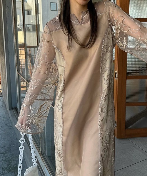WILLFULLY（ウィルフリー）の「sheer tulle embroidery panel OP（ワンピース・レディース・ブラック/ライトベージュ/ブルー系その他/タン・L/FREE）」の22枚目の写真