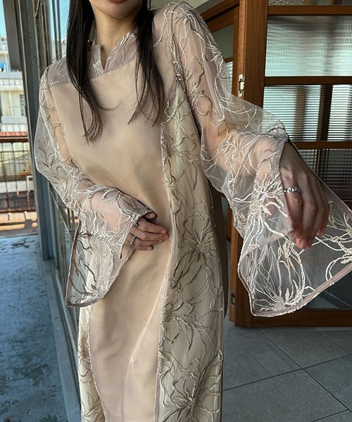 sheer tulle embroidery panel OP（ワンピース）｜WILLFULLY