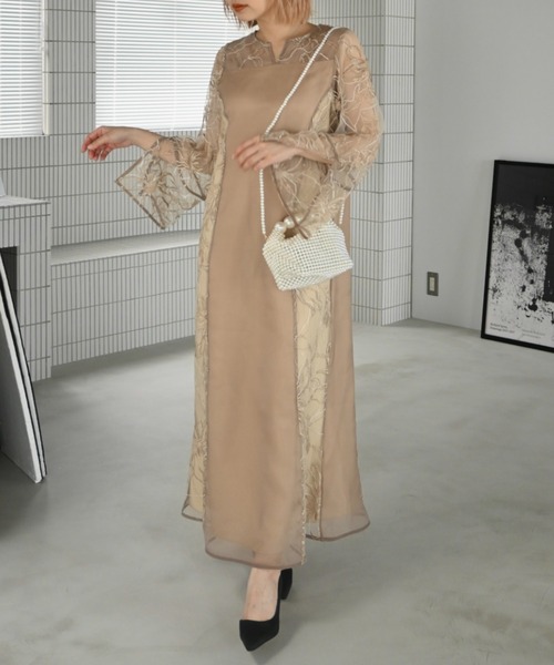 WILLFULLY（ウィルフリー）の「sheer tulle embroidery panel OP