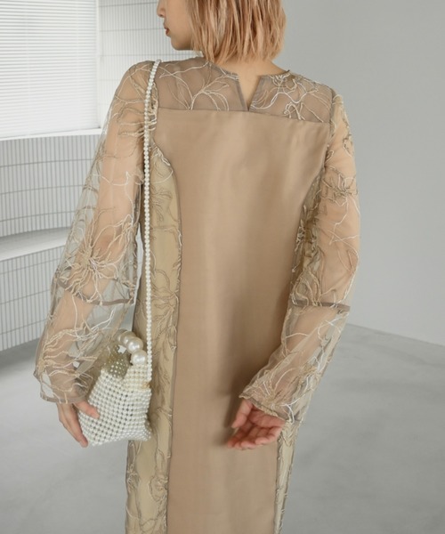WILLFULLY（ウィルフリー）の「sheer tulle embroidery panel OP（ワンピース・レディース・ブラック/ライトベージュ/ブルー系その他/タン・L/FREE）」の17枚目の写真