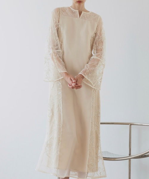 WILLFULLY（ウィルフリー）の「sheer tulle embroidery panel OP（ワンピース・レディース・ブラック/ライトベージュ/ブルー系その他/タン・L/FREE）」の19枚目の写真