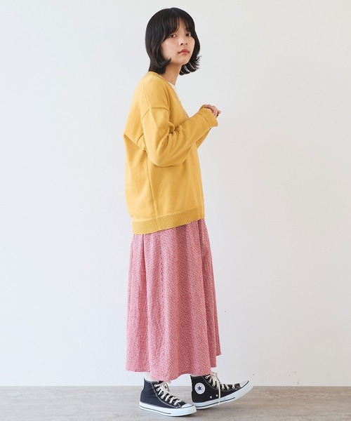 bulle de savon(ビュルデサボン)の「●basic cotton Vネックプルオーバー(ニット/セーター・レディース・ネイビー/マスタード/アイボリー・FREE)」の14枚目の写真