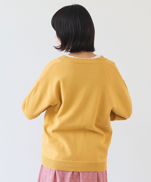 bulle de savon(ビュルデサボン)の「●basic cotton Vネックプルオーバー(ニット/セーター・レディース・ネイビー/マスタード/アイボリー・FREE)」の10枚目の写真