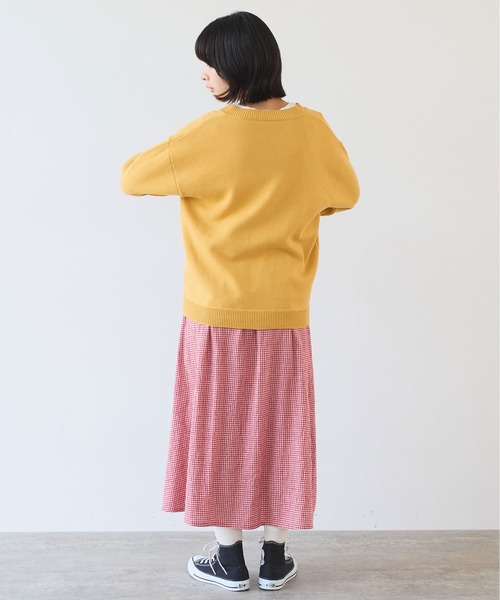 bulle de savon(ビュルデサボン)の「●basic cotton Vネックプルオーバー(ニット/セーター・レディース・ネイビー/マスタード/アイボリー・FREE)」の15枚目の写真