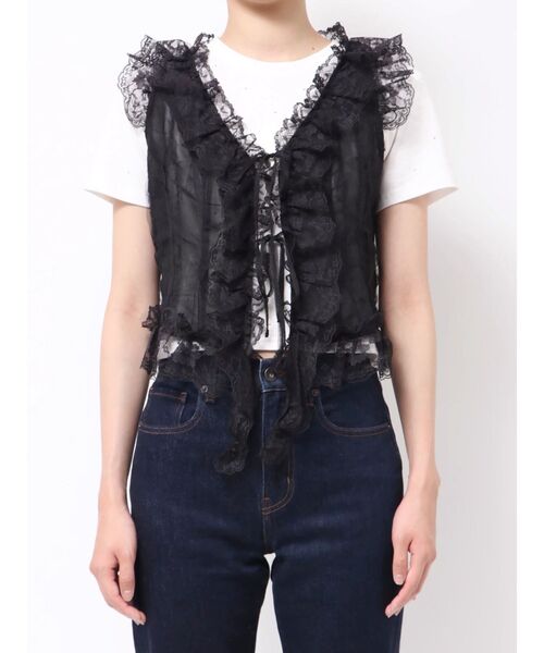 jouetie（ジュエティ）の「ラッフルフリルシアージレ（ベスト・レディース・ブラック/オフホワイト・MEDIUM）」の17枚目の写真