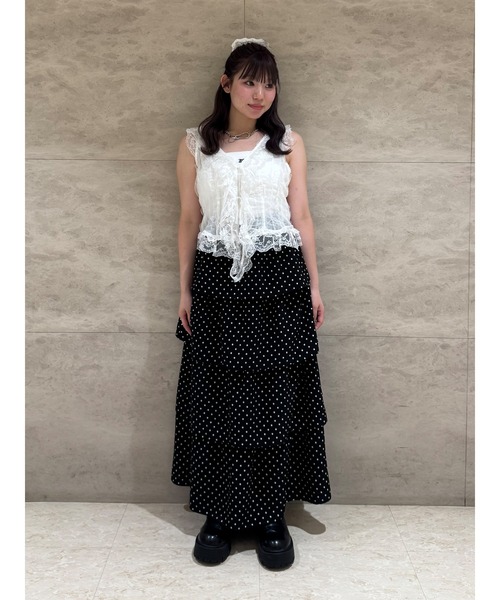 jouetie（ジュエティ）の「ラッフルフリルシアージレ（ベスト・レディース・ブラック/オフホワイト・MEDIUM）」の6枚目の写真