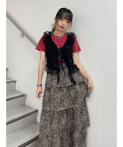 jouetie（ジュエティ）の「ラッフルフリルシアージレ（ベスト・レディース・ブラック/オフホワイト・MEDIUM）」の4枚目の写真