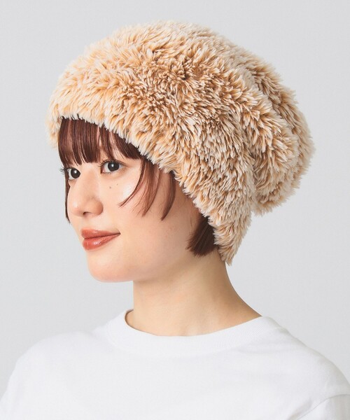 Ray BEAMS（レイビームス）の「ニット ファー ワッチ（ニットキャップ/ビーニー・レディース・ベージュ/ブラック・ONE SIZE）」の2枚目の写真