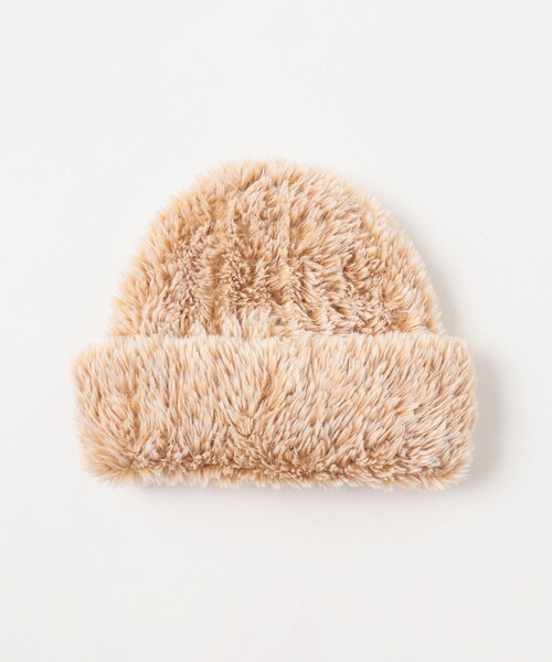 Ray BEAMS（レイビームス）の「ニット ファー ワッチ（ニットキャップ/ビーニー・レディース・ベージュ/ブラック・ONE SIZE）」の6枚目の写真