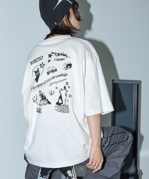 Anchor Smith（アンカー スミス）の「ヴィンテージ加工 オーバーサイズ アニマルデザイン半袖Tシャツ（Tシャツ/カットソー・レディース・ブラック/オフホワイト/ブラック系・M/L）」の2枚目の写真