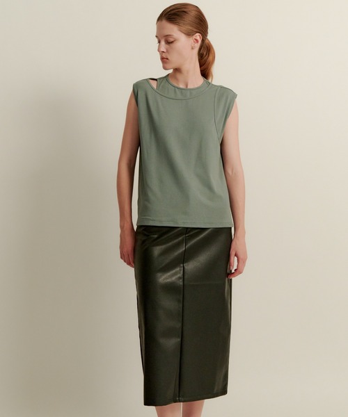 kiehtova（キエトヴァ）の「【kiehtova】LAYERED TANK TOPS/レイヤード タンクトップス（タンクトップ・レディース・ブラウン/ホワイト/グリーン・FREE）」の14枚目の写真