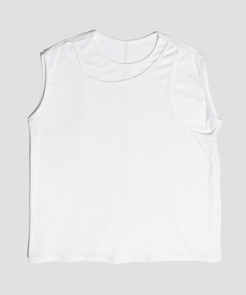 kiehtova（キエトヴァ）の「【kiehtova】LAYERED TANK TOPS/レイヤード タンクトップス（タンクトップ・レディース・ブラウン/ホワイト/グリーン・FREE）」の9枚目の写真