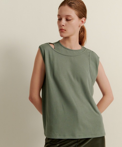 kiehtova（キエトヴァ）の「【kiehtova】LAYERED TANK TOPS/レイヤード タンクトップス（タンクトップ・レディース・ブラウン/ホワイト/グリーン・FREE）」の15枚目の写真