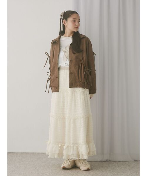 セール】ribbonチュールギャザーフレアスカート（スカート）｜merry