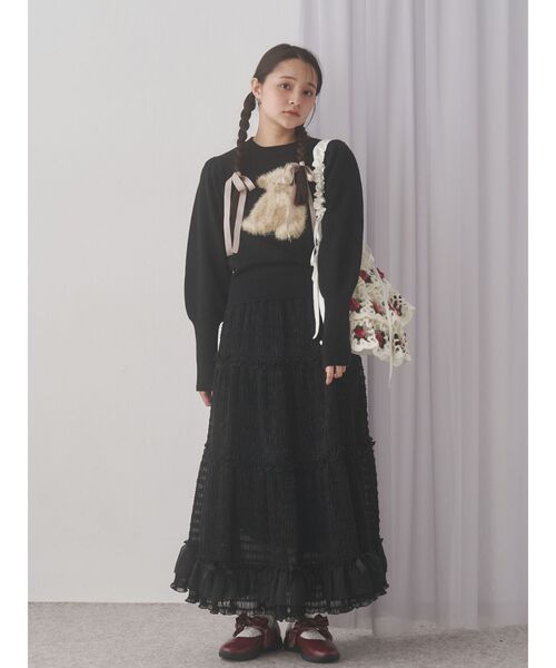 セール】ribbonチュールギャザーフレアスカート（スカート）｜merry