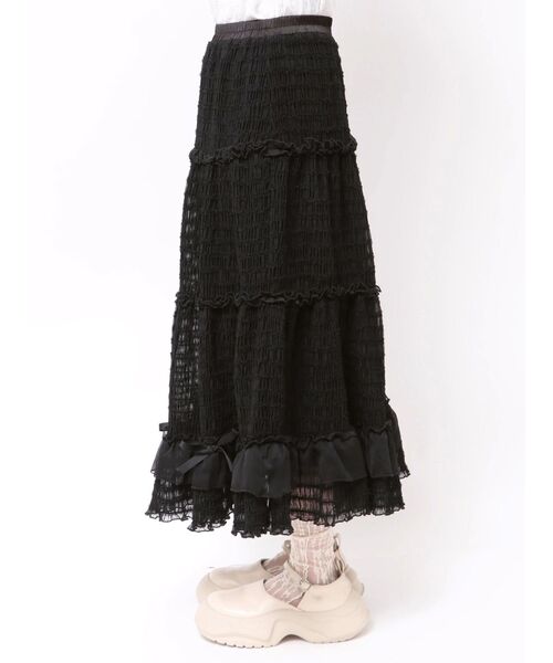 セール】ribbonチュールギャザーフレアスカート（スカート）｜merry