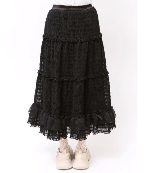merry jenny(メリージェニー)の「ribbonチュールギャザーフレアスカート(スカート・レディース・ブラック/アイボリー・FREE)」の20枚目の写真