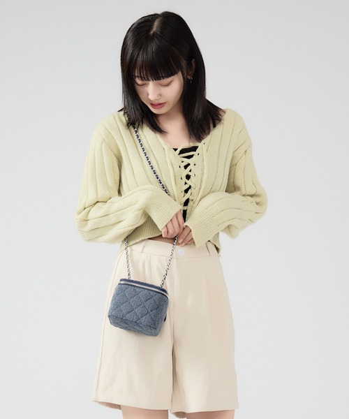 Chick(チック)の「Quilting Square Puch / キルティングスクエアポーチ バニティバッグ(ショルダーバッグ・レディース・ネイビー/ブルー/ブラック・FREE)」の20枚目の写真