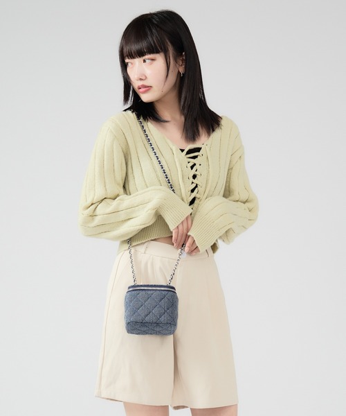 Chick(チック)の「Quilting Square Puch / キルティングスクエアポーチ バニティバッグ(ショルダーバッグ・レディース・ネイビー/ブルー/ブラック・FREE)」の19枚目の写真