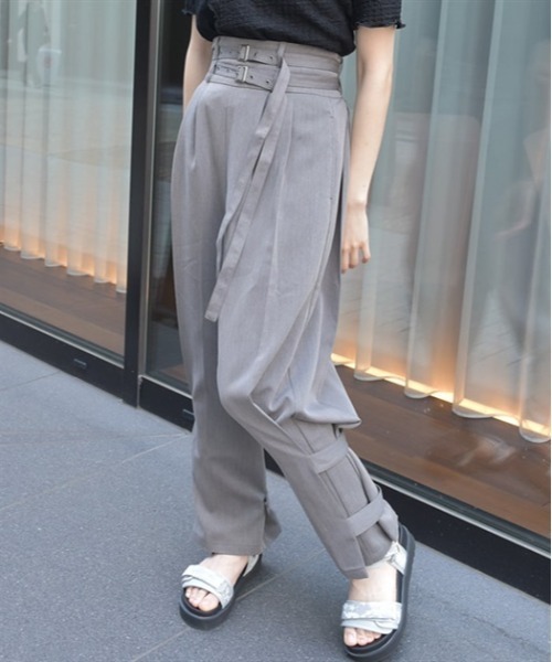 axes femme（アクシーズファム）の「ダブルベルトワイドパンツ（その他パンツ・レディース・チャコール/ネイビー/ブラック・FREE）」の3枚目の写真