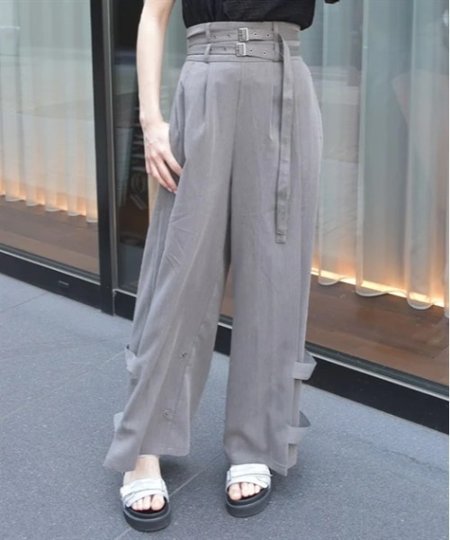axes femme（アクシーズファム）の「ダブルベルトワイドパンツ（その他パンツ・レディース・チャコール/ネイビー/ブラック・FREE）」の4枚目の写真