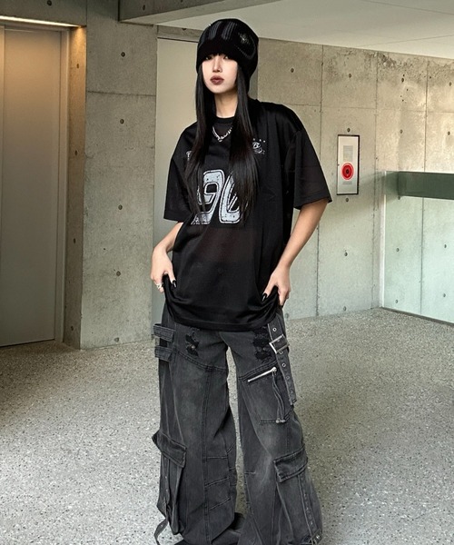 ワイドレッグベルトデザインデニム（デニムパンツ）｜KsG