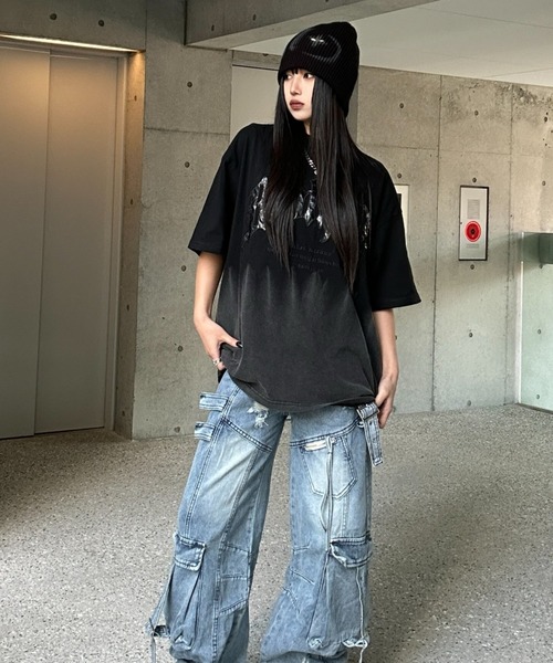 KsG(ケーエスジー)の「ワイドレッグベルトデザインデニム(デニムパンツ・レディース・ブルー/ブラック・LARGE/MEDIUM/X-LARGE/SMALL)」の9枚目の写真