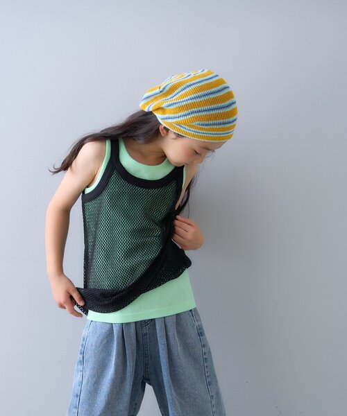 CIAOPANIC TYPY（チャオパニックティピー）の「【KIDS】メッシュレイヤードリブタンクトップ（タンクトップ・キッズ・ピンク/ブラウン/ベージュ/ブラック・XX-LARGE/SMALL/MEDIUM/LARGE/X-LARGE）」の2枚目の写真