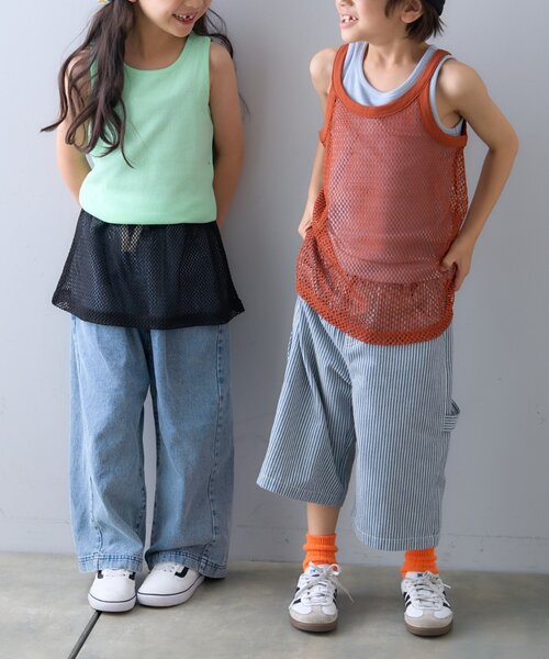 CIAOPANIC TYPY（チャオパニックティピー）の「【KIDS】メッシュレイヤードリブタンクトップ（タンクトップ・キッズ・ピンク/ブラウン/ベージュ/ブラック・XX-LARGE/SMALL/MEDIUM/LARGE/X-LARGE）」の5枚目の写真