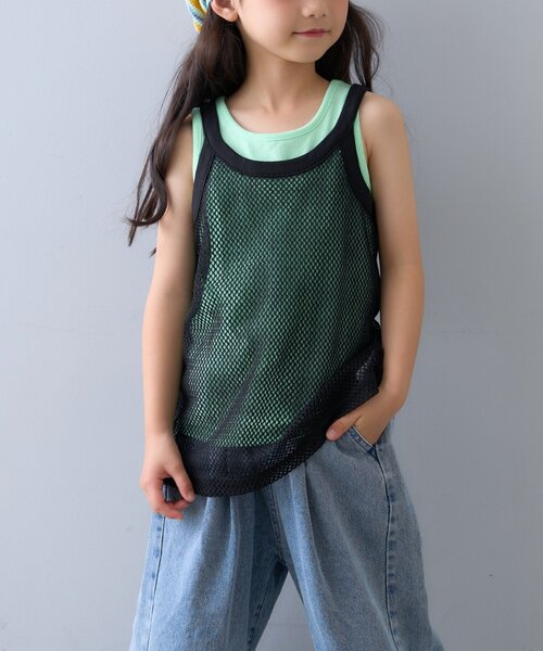 CIAOPANIC TYPY（チャオパニックティピー）の「【KIDS】メッシュレイヤードリブタンクトップ（タンクトップ・キッズ・ピンク/ブラウン/ベージュ/ブラック・XX-LARGE/SMALL/MEDIUM/LARGE/X-LARGE）」の8枚目の写真