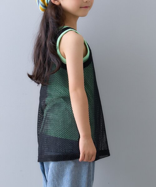 CIAOPANIC TYPY（チャオパニックティピー）の「【KIDS】メッシュレイヤードリブタンクトップ（タンクトップ・キッズ・ピンク/ブラウン/ベージュ/ブラック・XX-LARGE/SMALL/MEDIUM/LARGE/X-LARGE）」の10枚目の写真