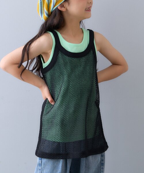 CIAOPANIC TYPY（チャオパニックティピー）の「【KIDS】メッシュレイヤードリブタンクトップ（タンクトップ・キッズ・ピンク/ブラウン/ベージュ/ブラック・XX-LARGE/SMALL/MEDIUM/LARGE/X-LARGE）」の11枚目の写真