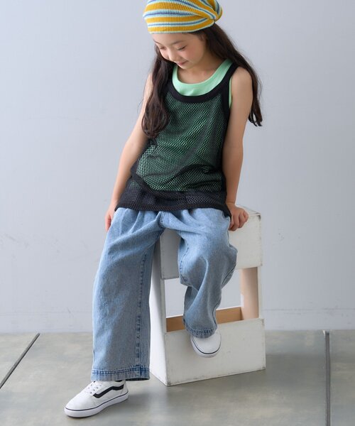 CIAOPANIC TYPY（チャオパニックティピー）の「【KIDS】メッシュレイヤードリブタンクトップ（タンクトップ・キッズ・ピンク/ブラウン/ベージュ/ブラック・XX-LARGE/SMALL/MEDIUM/LARGE/X-LARGE）」の14枚目の写真
