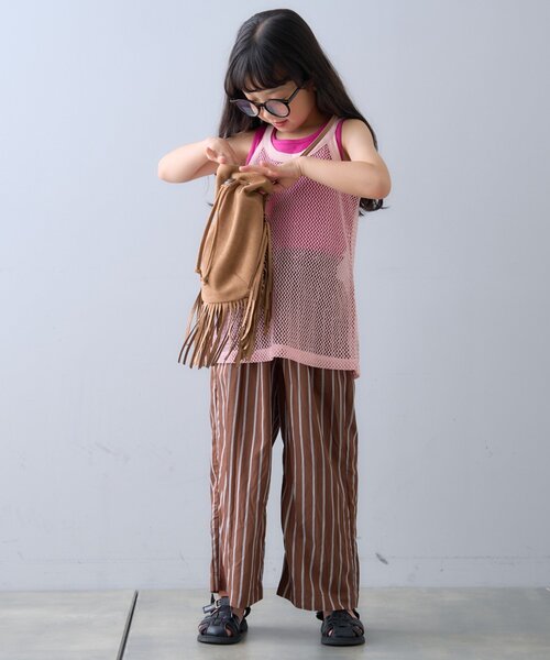 CIAOPANIC TYPY（チャオパニックティピー）の「【KIDS】メッシュレイヤードリブタンクトップ（タンクトップ・キッズ・ピンク/ブラウン/ベージュ/ブラック・XX-LARGE/SMALL/MEDIUM/LARGE/X-LARGE）」の19枚目の写真