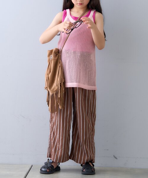 CIAOPANIC TYPY（チャオパニックティピー）の「【KIDS】メッシュレイヤードリブタンクトップ（タンクトップ・キッズ・ピンク/ブラウン/ベージュ/ブラック・XX-LARGE/SMALL/MEDIUM/LARGE/X-LARGE）」の20枚目の写真