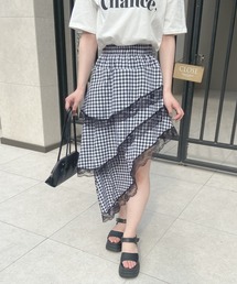 ギンガムチェック タイトスカート」に該当するスカート