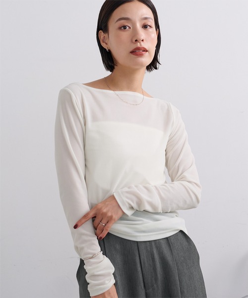 セール】2wayボートネックベロアトップス（Tシャツ/カットソー）｜ur's