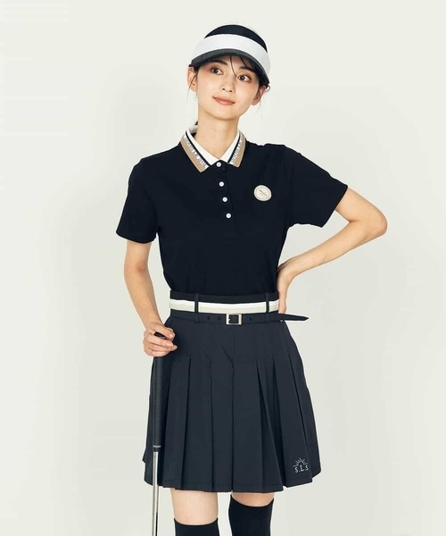 a.v.v（アーヴェヴェ）の「レディースゴルフウエア/ポロシャツ（Tシャツ/カットソー・レディース・ホワイト/ブラック・40/38/36）」の2枚目の写真