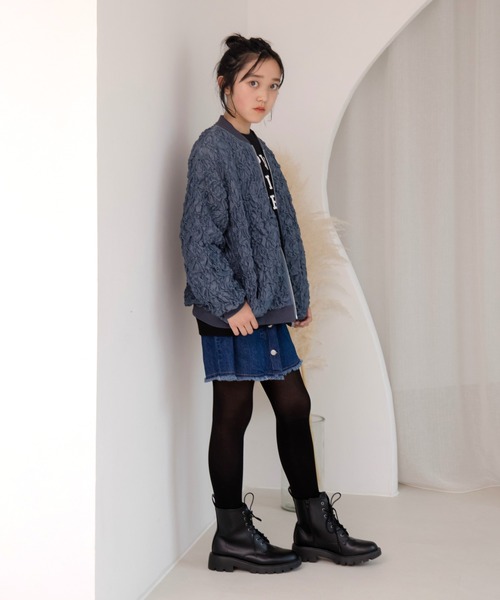 MAKE YOUR DAY（メイクユアデイ）の「シャーリングシアーブルゾン■150.160cm（ブルゾン・キッズ・ブラック/グレー・160/150）」の8枚目の写真