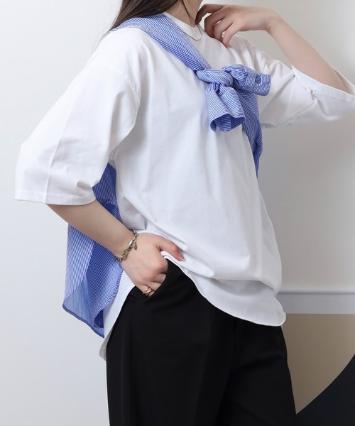 FUNALIVE(ファンアライブ)の「無地 ヘビーウエイト ラウンドテール 半袖 Tシャツ ワイドシルエット(Tシャツ/カットソー・メンズ・チャコールグレー/ホワイト/ネイビー・LL/M/L)」の9枚目の写真
