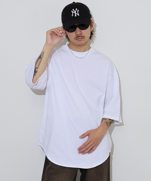FUNALIVE(ファンアライブ)の「無地 ヘビーウエイト ラウンドテール 半袖 Tシャツ ワイドシルエット(Tシャツ/カットソー・メンズ・チャコールグレー/ホワイト/ネイビー・LL/M/L)」の16枚目の写真