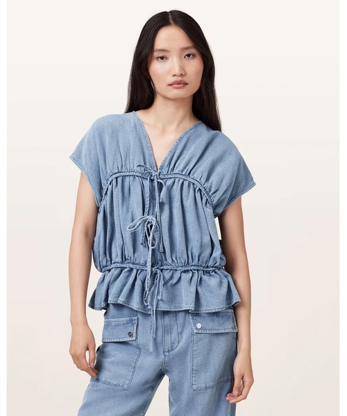 ASTA VIVIANA SILK LINEN BLEND TOP | ASTA VIVIANA シルク リネン ブレンド トップ レディース ALLSAINTS Asta Viviana Silk Linen Blend Top | endource