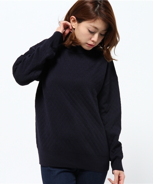 SEVENDAYS=SUNDAY（セブンデイズサンデイ）の「１２Ｇダイヤ柄ジャガードプルオーバー（ニット/セーター・レディース・杢グレー/オートミール/ネイビー/カーキ・LARGE/MEDIUM）」の4枚目の写真