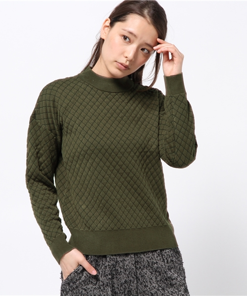 SEVENDAYS=SUNDAY（セブンデイズサンデイ）の「１２Ｇダイヤ柄ジャガードプルオーバー（ニット/セーター・レディース・杢グレー/オートミール/ネイビー/カーキ・LARGE/MEDIUM）」の3枚目の写真