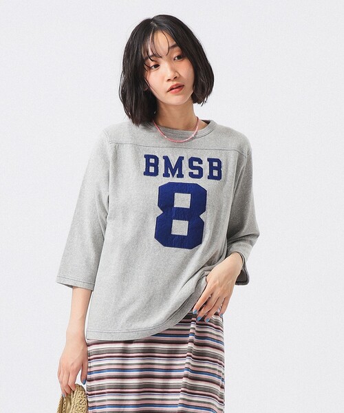 BEAMS BOY(ビームスボーイ)の「テンジク フットボール 3/4 Tシャツ(Tシャツ/カットソー・レディース・グレー/ホワイト/パープル/ネイビー・1/2)」の1枚目の写真